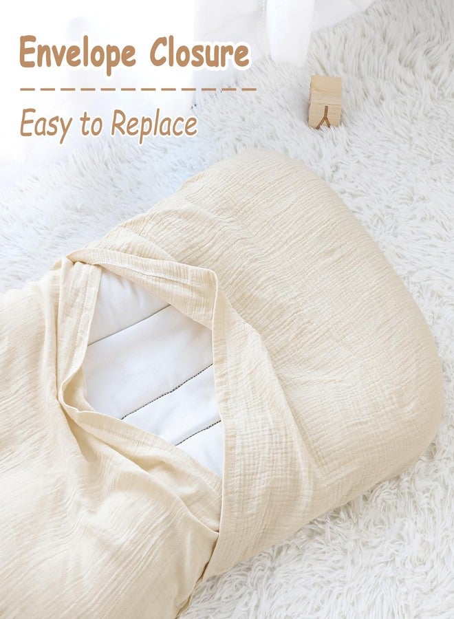 DILIMI Baby Lounger Covers, 2 Pack Muslin Newborn Lounger Cover, Soft Comfortable Removable Infant Pillow Slipcover for Girl and Boy, Beige & Brown Checkered (Lounger not Included) - Image 4