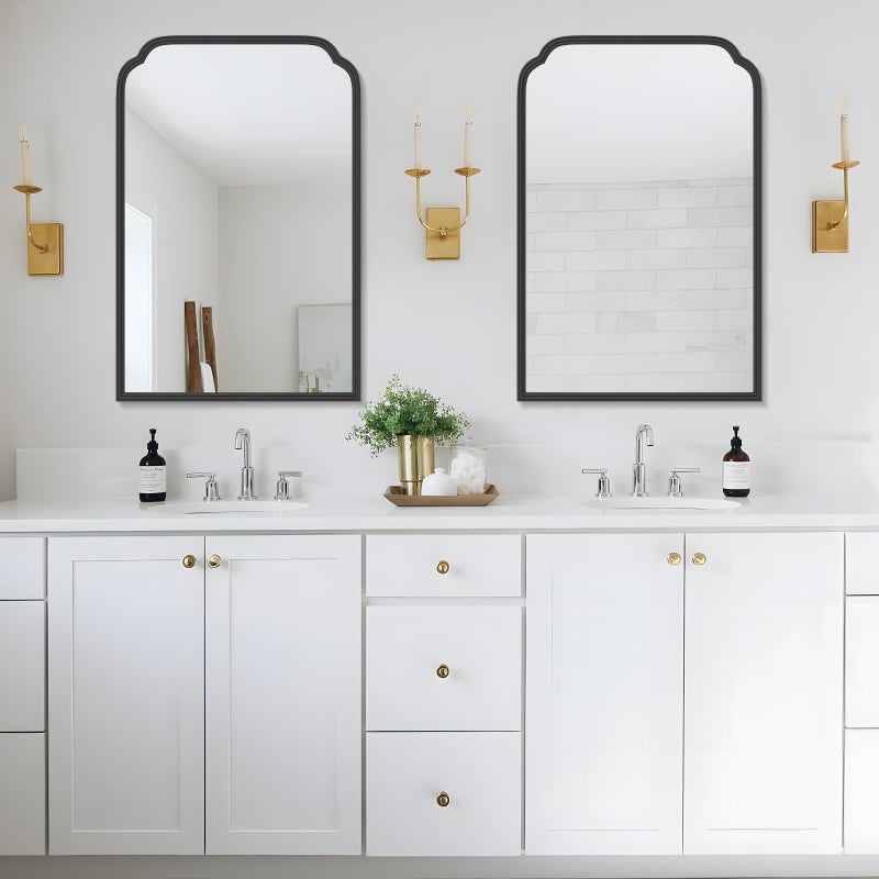 Ferytange 20X30 Inch Black Metal Framed Bathroom Mirror for Wall, Matte Black Bathroom Vanity Mirror, Rectangular Rounded Decor Mirror Anti-Rust, Tempered Glass (Black 20" x 30") - Image 2