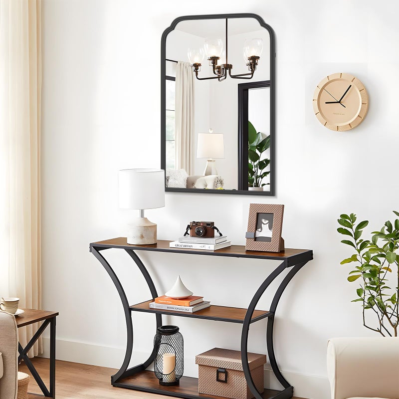 Ferytange 20X30 Inch Black Metal Framed Bathroom Mirror for Wall, Matte Black Bathroom Vanity Mirror, Rectangular Rounded Decor Mirror Anti-Rust, Tempered Glass (Black 20" x 30") - Image 4