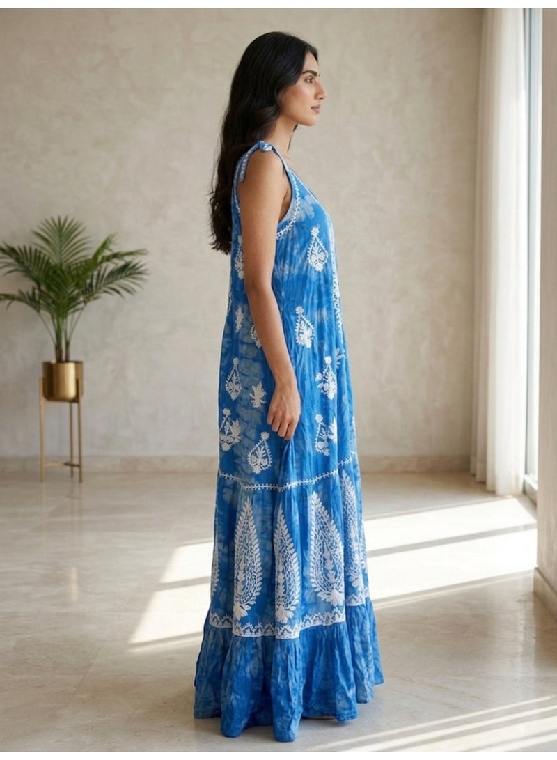 Alaya Hand Embroidered Chikankari Modal Kaftan-AL3879 - Image 3