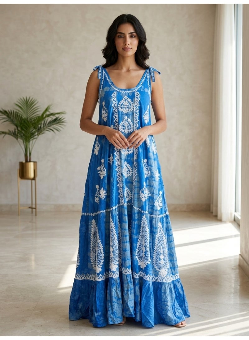 Alaya Hand Embroidered Chikankari Modal Kaftan-AL3879 - Image 1