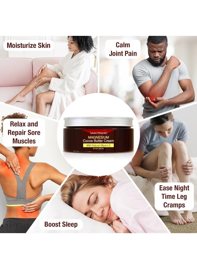 Seven Minerals Natural Magnesium Cream For Pain Calm, Leg Cramps, Sleep & Muscle Soreness - Image 2