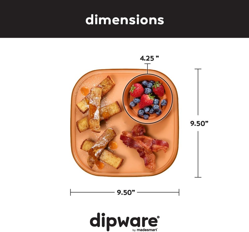 madesmart Dipware Reusable Dining PlateServing Tray for Appetizers and Snacks FoodSafe Appetizer Serving Platter with Removable Dip Bowl Terracotta - Image 3