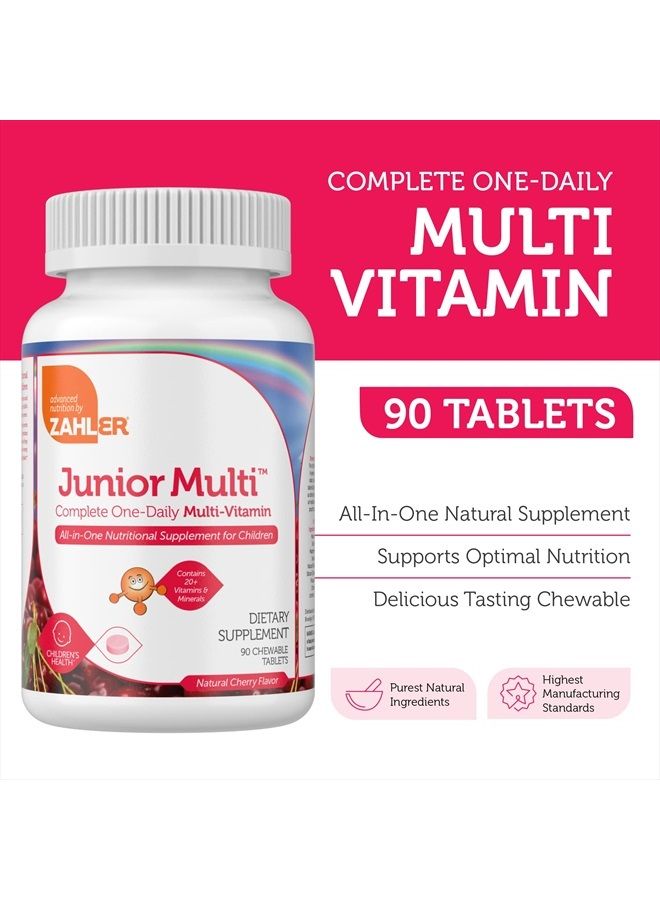 Zahler Kids Multivitamin Chewable Vitamin Tablet - Complete One Daily Kids Vitamins Supplement - Contains 20+ Minerals & Vitamins for Kids & Toddlers - Kosher Multivitamins Cherry Flavor (90) - Image 3