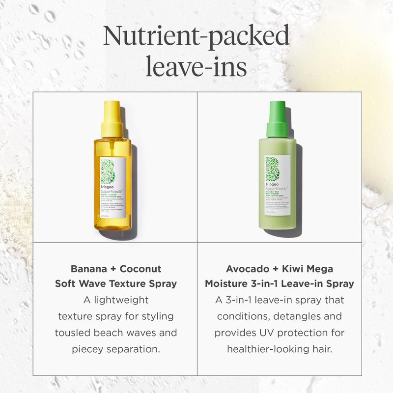 Briogeo Superfoods Avocado + Kiwi Mega Moisture 3-in-1 Leave-In Spray, 3-in-1 Hair Moisturizer for Dry Damaged Hair, Hair Detangler Plus Leave In Conditioner, Vegan, Cruelty-Free, 1.75 fl oz - Image 4
