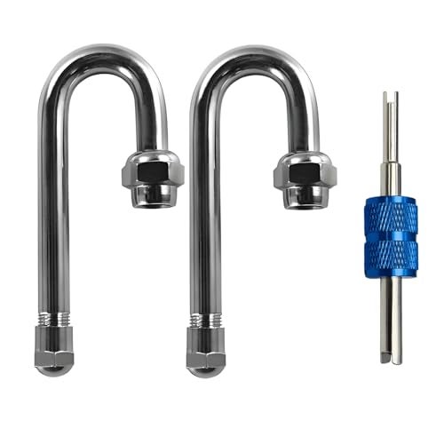 Aracey Dually Valve Stem Extensions, Set of 2Pcs,Heavey Duty, 180 Degree Metal Dual Wheel Valve Stem Extenders for for Truck Tires, RV, Trailer or Other Heavy dualies Wheel Vehicles - Image 1