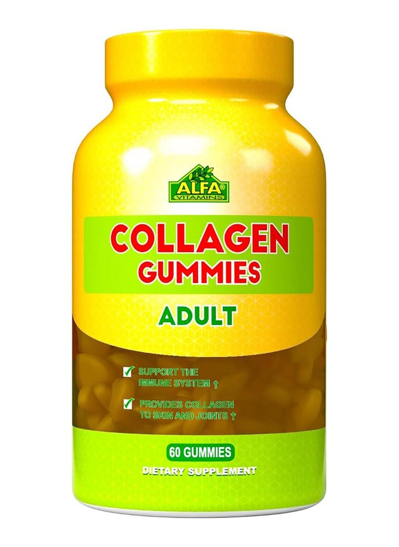 alfa vitamins ALFA VITAMINS Collagen Gummies with Vitamin A for Skin Health, Hair & Nails Growth Supplement for Men and Women, Non-GMO, Gelatin-Free - 60 Gummies  - Image 1
