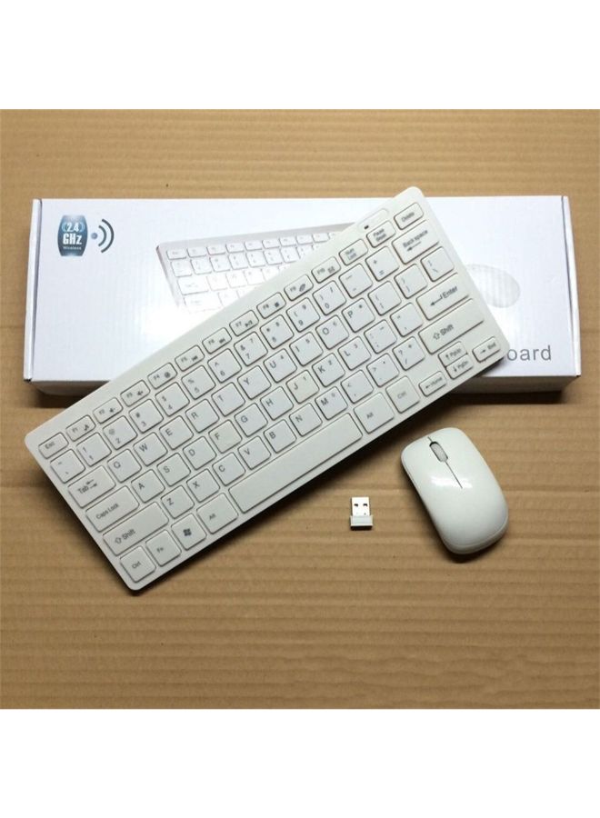 NIBEMINENT Mini 2.4G Dpi Wireless Keyboard And Optical Mouse For Desktop Pc White  - Image 4