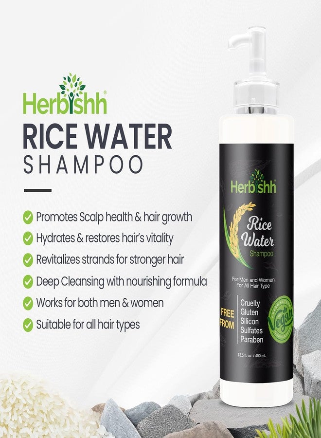 Herbishh Rice Water Hair Growth Shampoo - 400ml with Power of Castor Oil, Argan & Coconut Oil & Biotin | All Hair Type | Hair regrowth for Thinning Hair, Moisturizing & Volumizing | Silicone Free - Image 4
