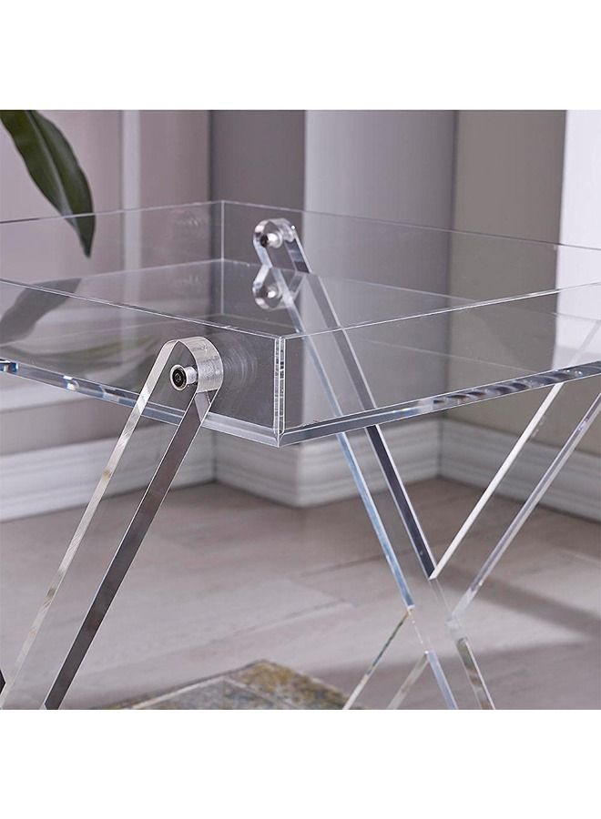 LAMSIT IBDAA Acrylic Rectangular Tray Table with 2-Tier Storage, Clear, Modern, 50x40x7 cm, Height 60 cm - Image 5
