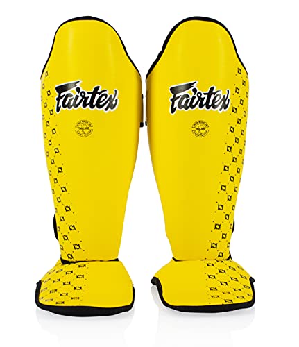 Fairtex SP5 Muay Thai Shin Guards for Men Women Kids Shinguards are Premium Lightweight Durable Extended Protection to Avoid shin splints During Training or Sparring LargeYellow - Image 1