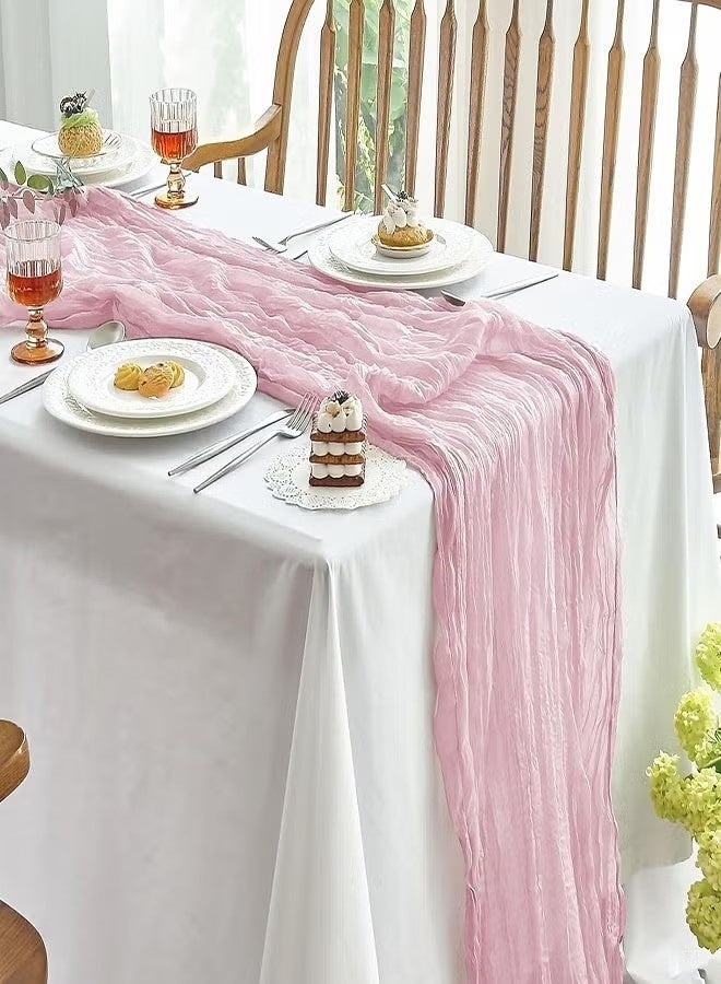 A Bohemian style wrinkled long table mat fabric, used for wedding receptions, wedding showers, holiday party decorations - Image 1