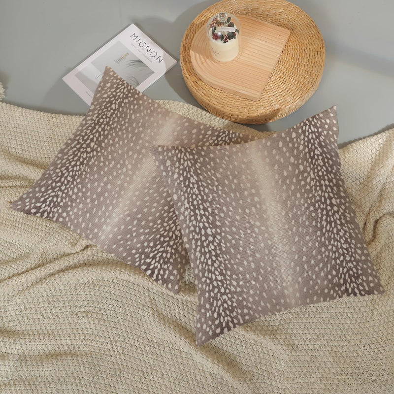 JEFERSO Animal Print Pillow Covers 18x18 Inch Set of 2 Brown Antelope Throw Pillows Modern Animal Print Neutral Decorative Pillow Cases Outdoor Farmhouse Linen Decor Cushion Case for Couch Sofa Room - Image 5