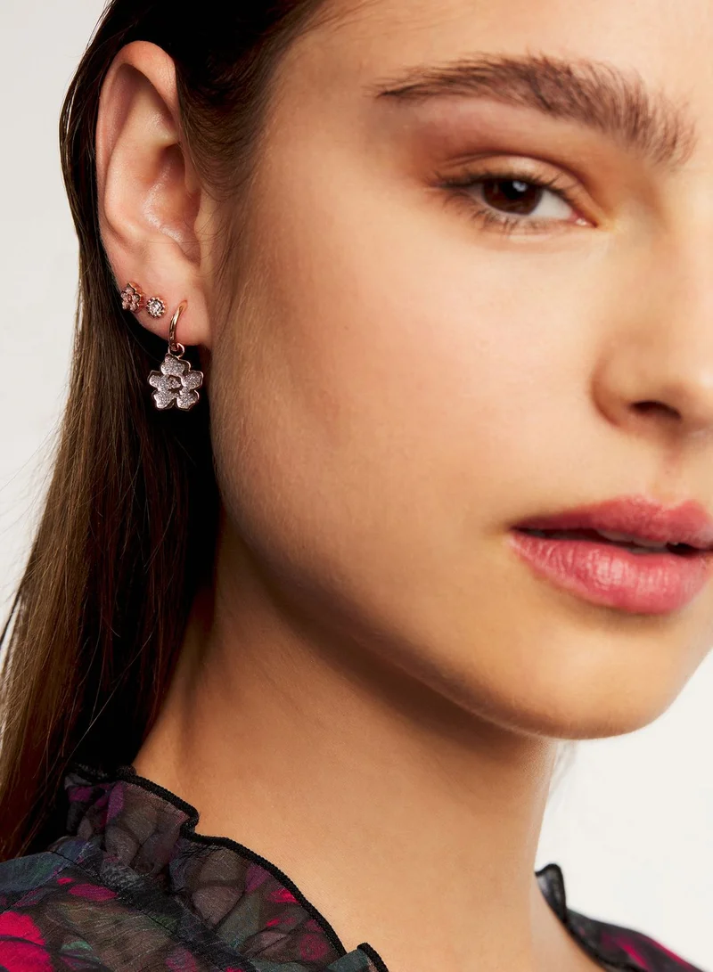 Ted Baker Larli Magnolia Lillifora Enamel Huggie Earrings