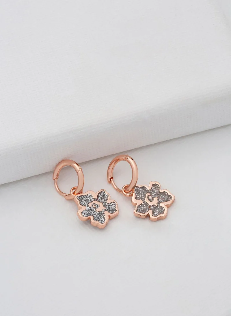 Ted Baker Larli Magnolia Lillifora Enamel Huggie Earrings