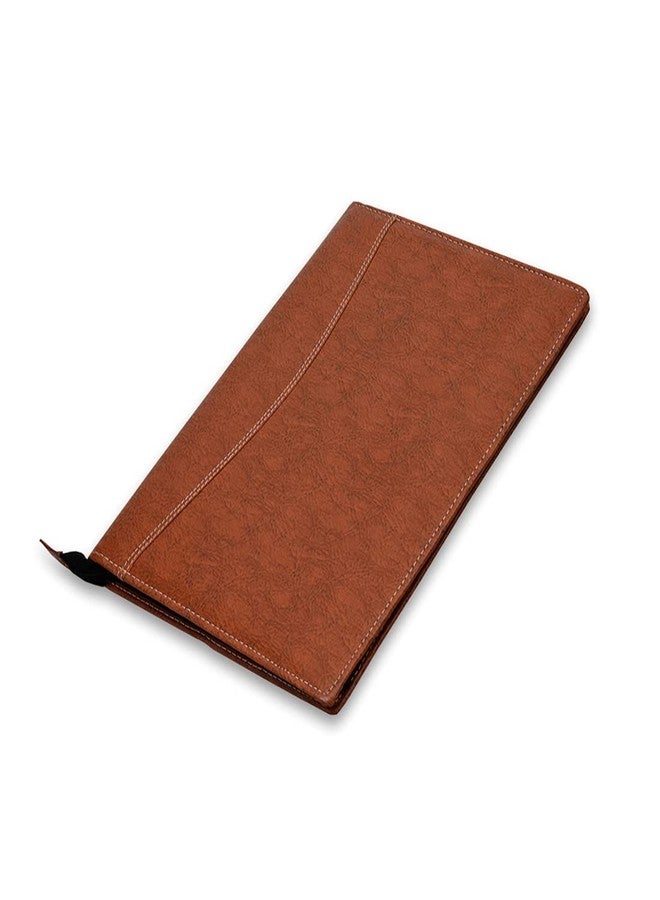 COI Professional Executive PU Leather Business Resume Portfolio Padfolio Organizer with iPad mini or Tablet Sleeve Holder, Zipper, Paper Pad, Card Holders, Pen Holder, Document Folder - Brown - Image 2