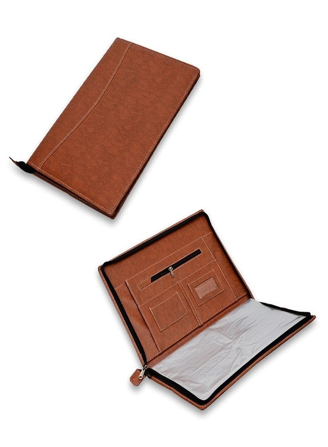 COI Professional Executive PU Leather Business Resume Portfolio Padfolio Organizer with iPad mini or Tablet Sleeve Holder, Zipper, Paper Pad, Card Holders, Pen Holder, Document Folder - Brown - Image 5