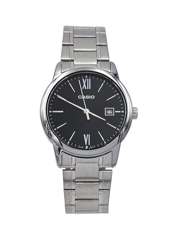 CASIO Casio MTP-V002D-1B3 Men's Standard Analog Stainless Steel Date Roman Black Dial Watch 