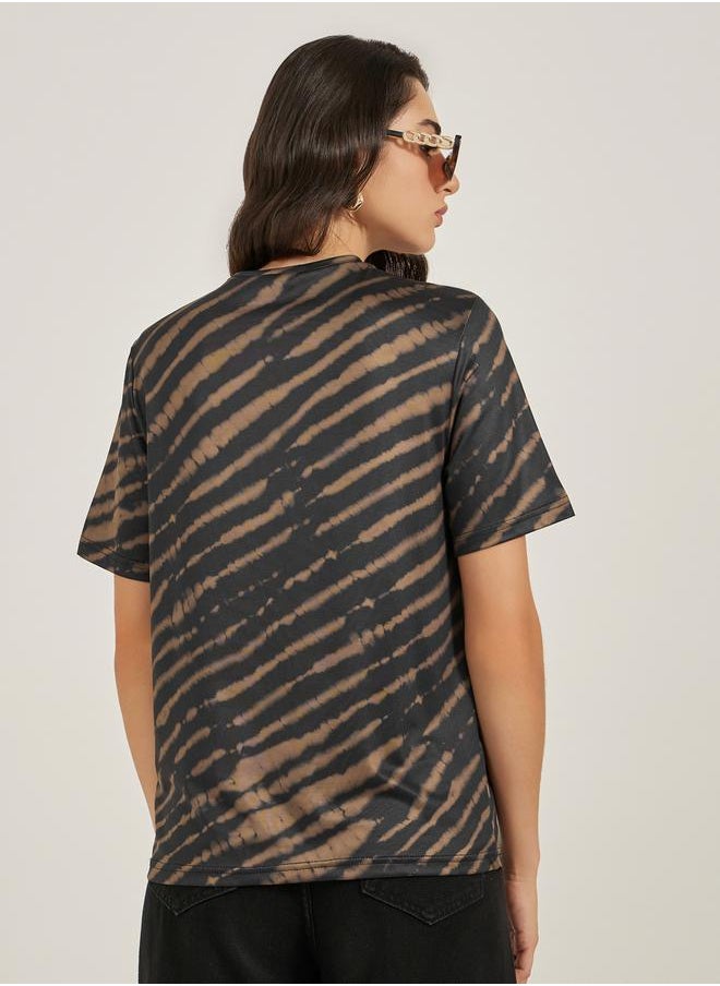 Styli - Animal Print Round Neck Short Sleeves T-Shirt - Image 1