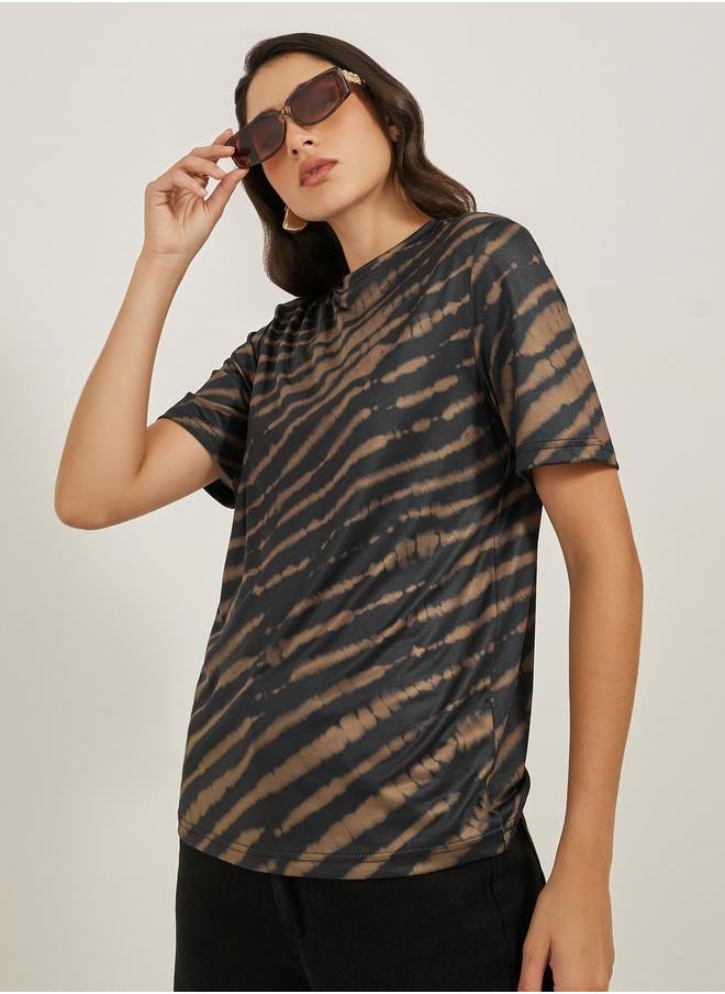 Styli - Animal Print Round Neck Short Sleeves T-Shirt - Image 1