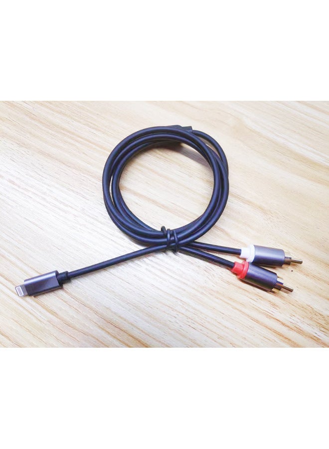 3.5mm One-to-two Audio Cable 1 To Two RCA Double Lotus Computer Audio Mobile Phone 1 To 2 Lotus Head Audio Cable-Color:Apple Head Turn Double Lotus Head-Length:3 M  - Image 1