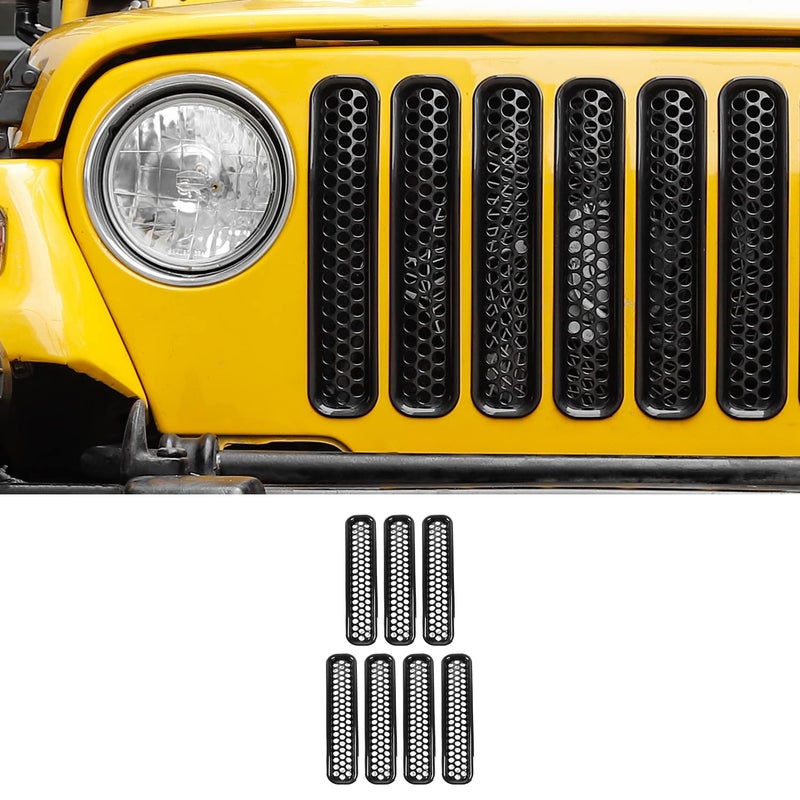 JeCar for Jeep TJ Grill Inserts Mesh Grille Inserts for Jeep Wrangler TJ 19972006 Black