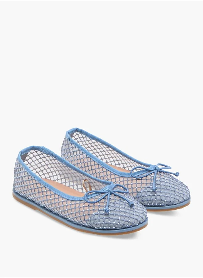 JUNIORS Girls Bow Accent Slip-On Ballerina Shoes