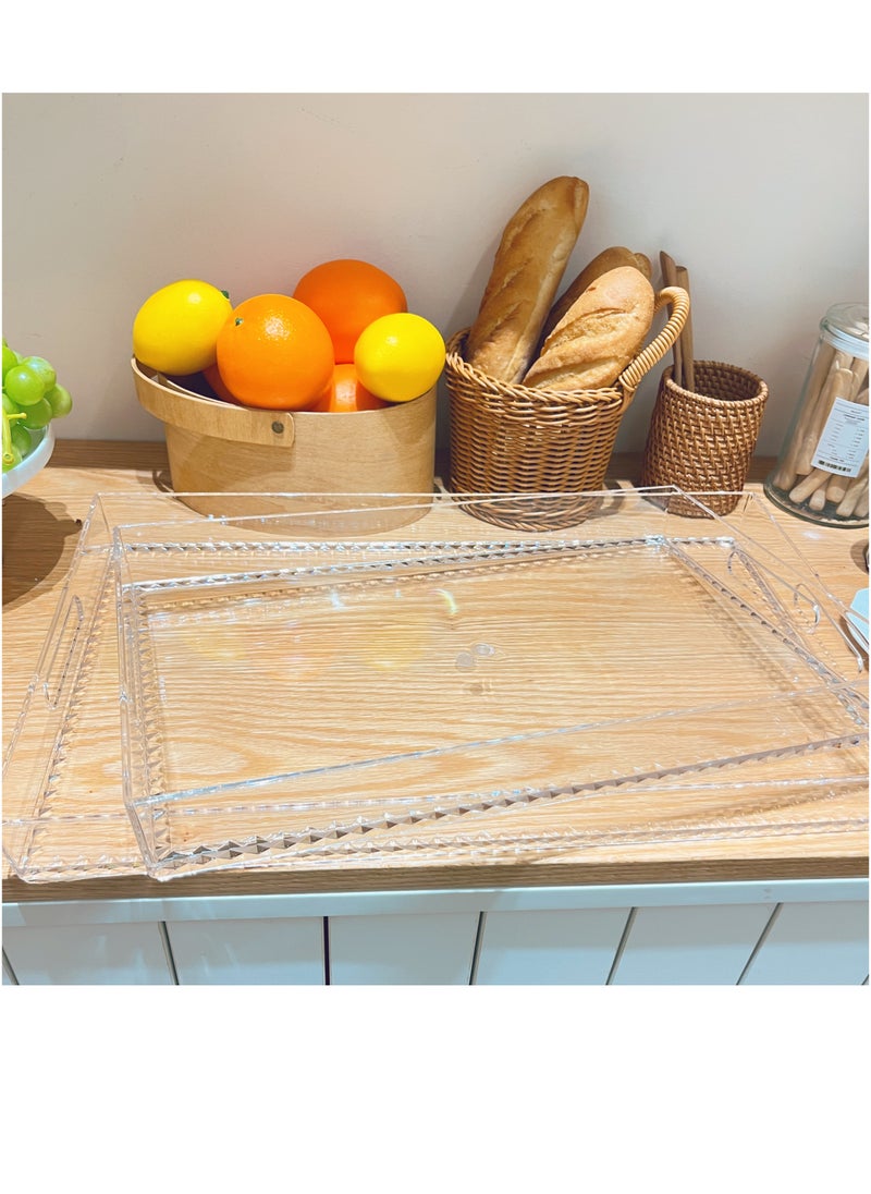 Laseta Clear Acrylic Tray  Set of 2, Decorative Serving Tray for Coffee Table, Tea, 18.5"*12"*2.3"  - Image 1