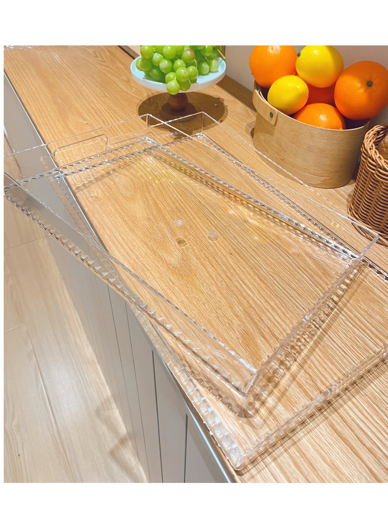 Laseta Clear Acrylic Tray  Set of 2, Decorative Serving Tray for Coffee Table, Tea, 18.5"*12"*2.3"  - Image 2