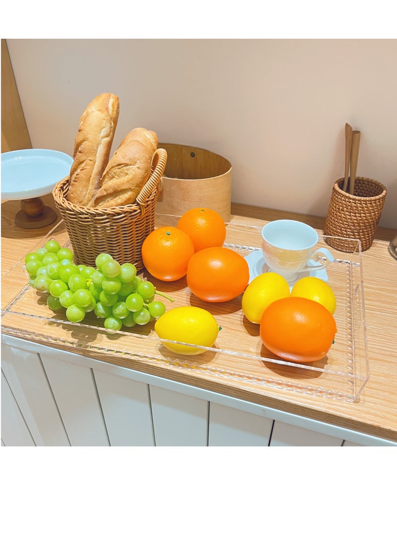 Laseta Clear Acrylic Tray  Set of 2, Decorative Serving Tray for Coffee Table, Tea, 18.5"*12"*2.3"  - Image 3