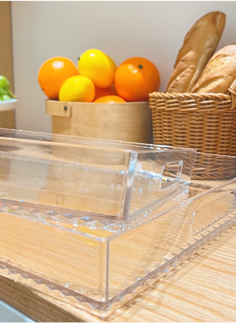 Laseta Clear Acrylic Tray  Set of 2, Decorative Serving Tray for Coffee Table, Tea, 18.5"*12"*2.3"  - Image 5