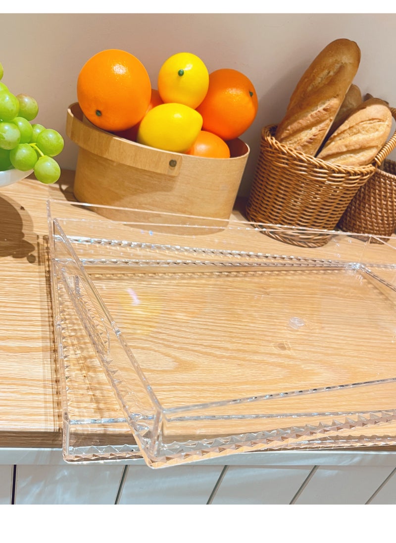 Laseta - Clear Acrylic Tray  Set of 2, Decorative Serving Tray for Coffee Table, Tea, 18.5"*12"*2.3" - Image 1