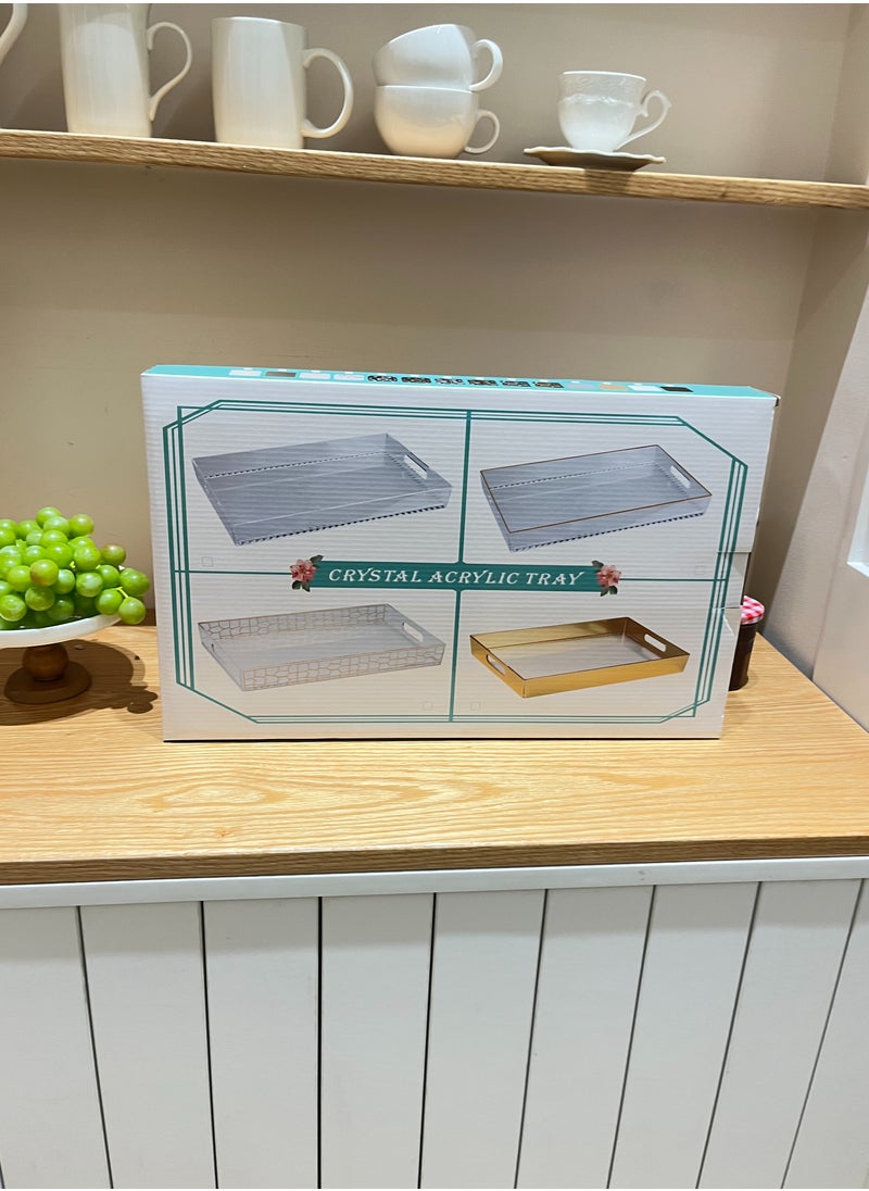 Laseta - Clear Acrylic Tray  Set of 2, Decorative Serving Tray for Coffee Table, Tea, 18.5"*12"*2.3" - Image 1