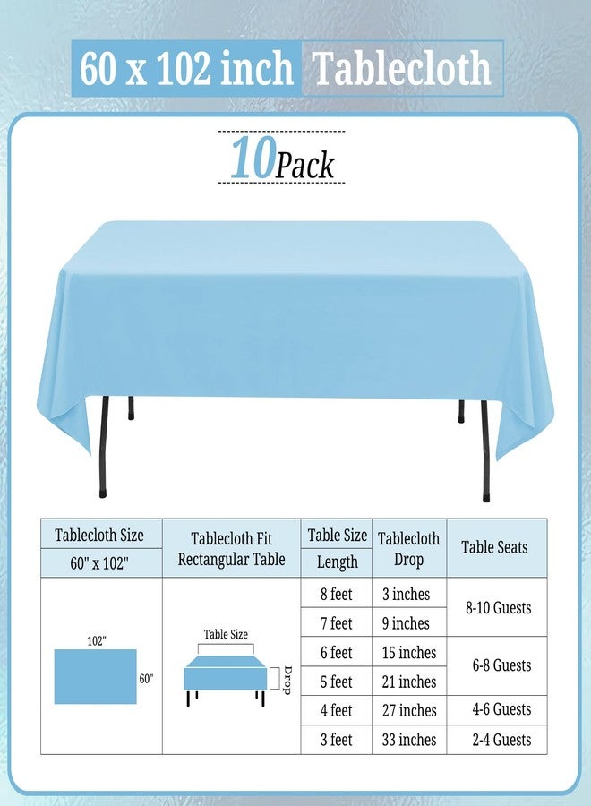 REWOMC 10 Pack Light Blue Round Tablecloths 90 Inch, Circle Bulk Washable Linen Polyester Tablecloth, Table Cloth Cover for Wedding Buffet Party Banquet Reception Restaurant and Camping - Image 2
