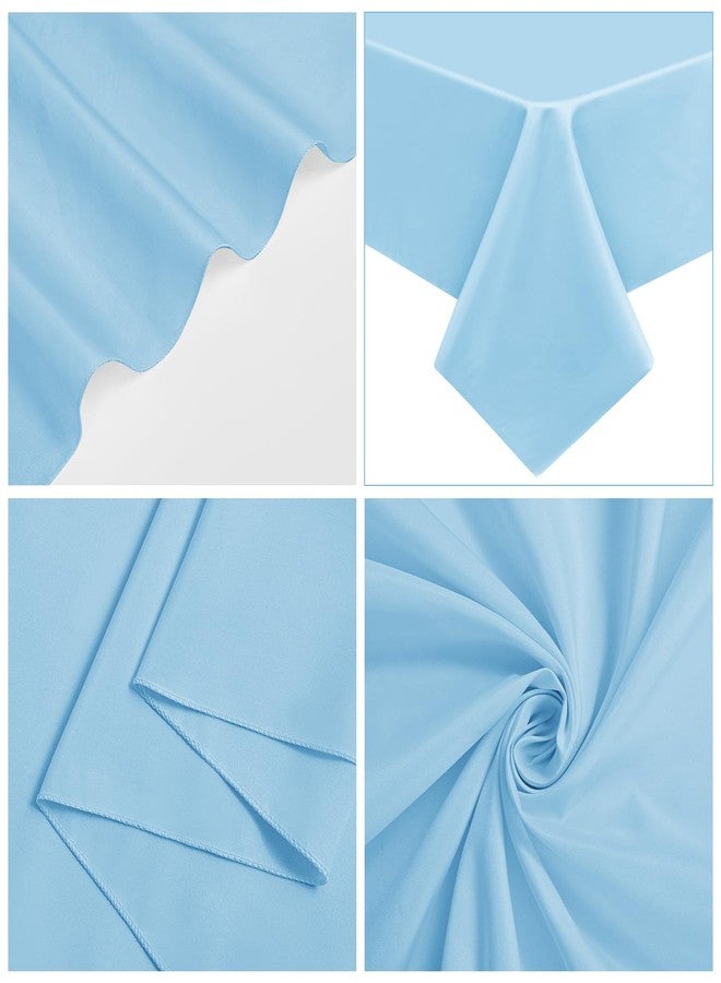 REWOMC 10 Pack Light Blue Round Tablecloths 90 Inch, Circle Bulk Washable Linen Polyester Tablecloth, Table Cloth Cover for Wedding Buffet Party Banquet Reception Restaurant and Camping - Image 5