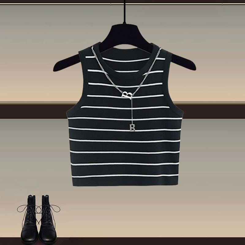 [Store Hot Sale] Plus Size Womens Summer Suit Womens 2025 New Style Sunscreen Shirt Womens Camisole Black suspender single piece 