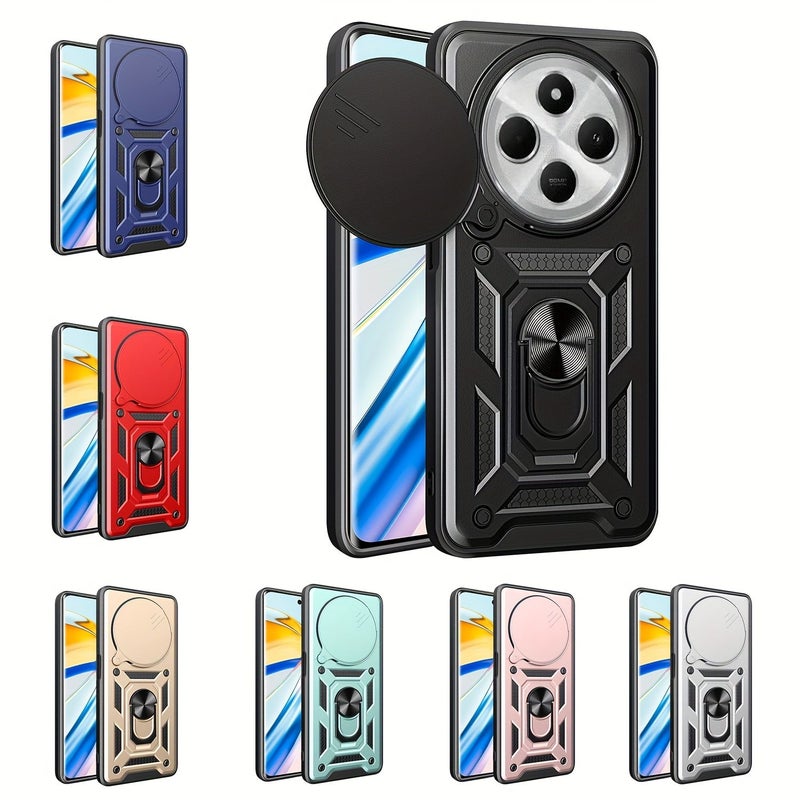 Black Triple Protection Phone Case Stand For POCO C75 - Image 1