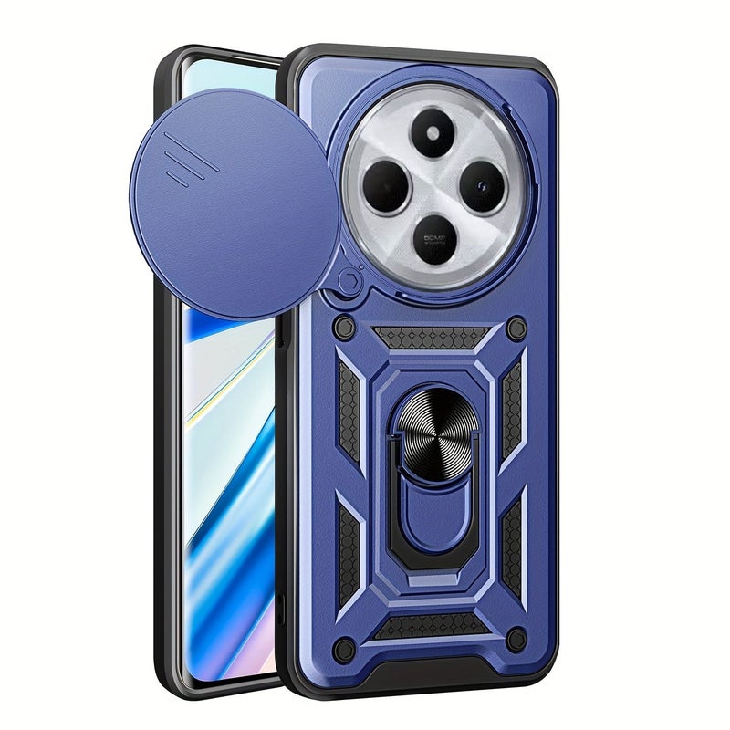 Black Triple Protection Phone Case Stand For POCO C75 - Image 3