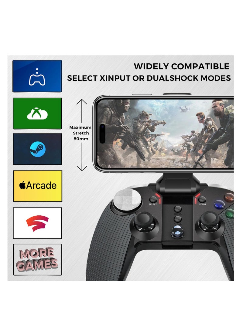 SYOSI SYOSI, Bluetooth Mobile Game Controller for iPhone, Tablet, TV Box, with Xinput and USB Receiver, Phone Clip, Wireless Gamepad Support for Android, iOS11.0-13.3.1, 6-Axis, Vibration - Image 3