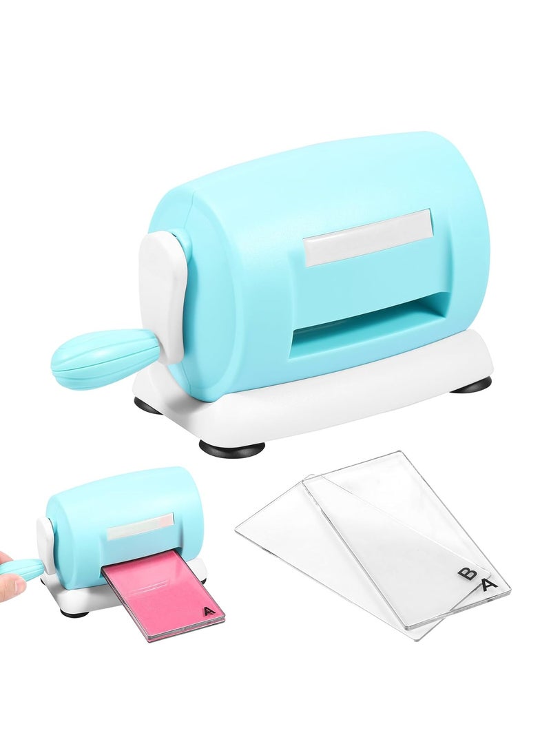 null - Die Cutting Embossing Machine, Hand Crank Embossing Machine, Manual Mini Die Cutting Machine, Card Making Scrapbooking Machine, Paper DIY Crafts, Including 1 Set of AB Board (Blue) - Image 1