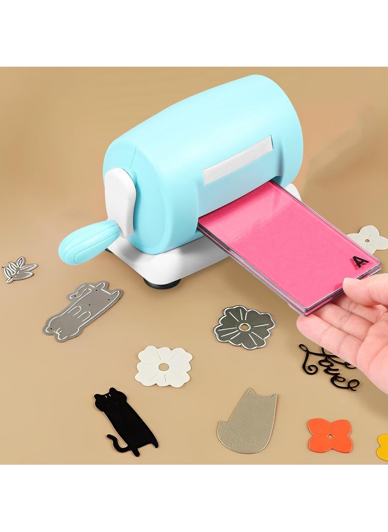 null - Die Cutting Embossing Machine, Hand Crank Embossing Machine, Manual Mini Die Cutting Machine, Card Making Scrapbooking Machine, Paper DIY Crafts, Including 1 Set of AB Board (Blue) - Image 1