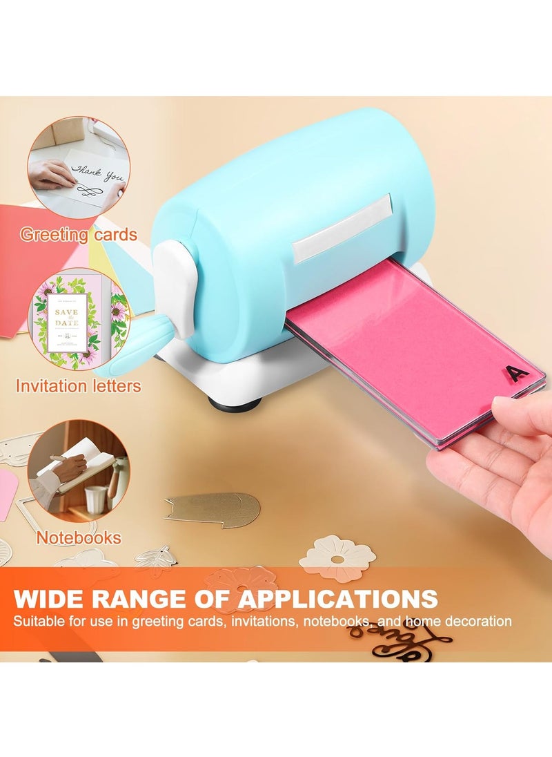 null - Die Cutting Embossing Machine, Hand Crank Embossing Machine, Manual Mini Die Cutting Machine, Card Making Scrapbooking Machine, Paper DIY Crafts, Including 1 Set of AB Board (Blue) - Image 1