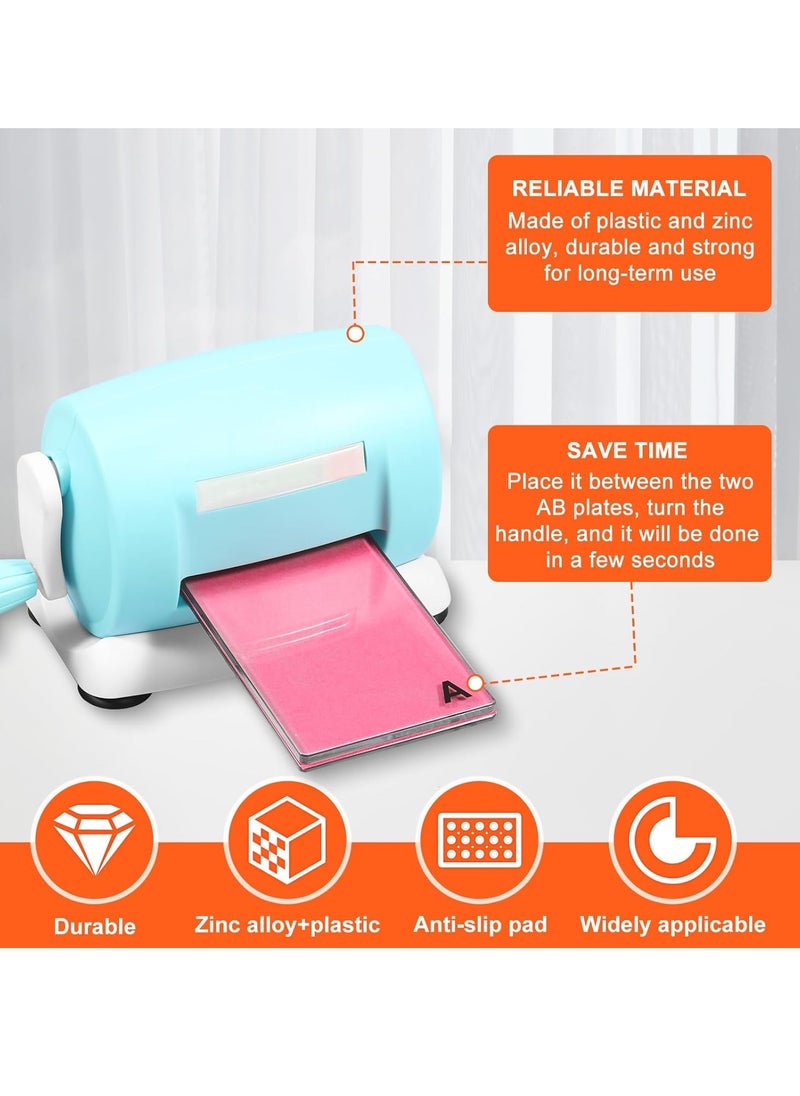 null - Die Cutting Embossing Machine, Hand Crank Embossing Machine, Manual Mini Die Cutting Machine, Card Making Scrapbooking Machine, Paper DIY Crafts, Including 1 Set of AB Board (Blue) - Image 1