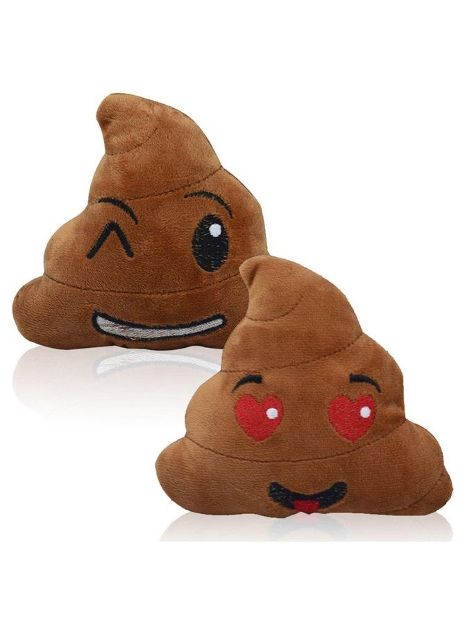 CheeseandU 2Pack Pet Dog Squeak Toy Funny Face Expression Plush Poop Shape Stuffing Squeaking Puppy Playtoy for Small Dogs Puppy - Image 1