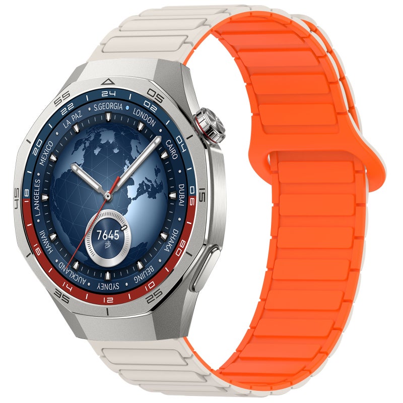 For Huawei Watch Gt 5 Pro 46Mm Two Color Magnetic Buckle Silicone Watch Band(Starlight Orange) - Image 1