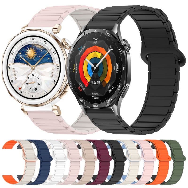 For Huawei Watch Gt 5 Pro 46Mm Two Color Magnetic Buckle Silicone Watch Band(Starlight Orange) - Image 5