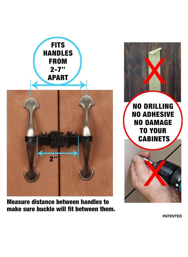 Kiscords Baby Safety Cabinet Locks for Handles Child Safety Cabinet Latches for Home Safety Strap for Baby Proofing Cabinets Kitchen Door RV No Drill No Screw No Adhesive /4 Pack (Black) - Image 2