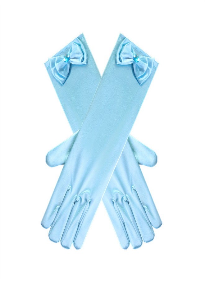 Generic Girls' Spring and Autumn Long Gloves Blue  - Image 3