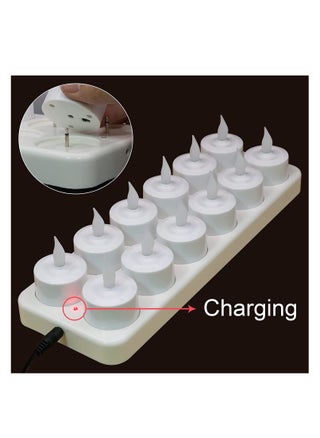 Rechargeable Tealights with Charging Base 12pcs Flameless Flickering LED Battery Candles with Frosted Cup Realistic Warm Yellow Decorative Lights for Home Table Decor - pzsku/Z1300DD39BE1CAC63C0A4Z/45/1746973102/8f65af2f-a3dc-4341-a546-8ac362fa8916