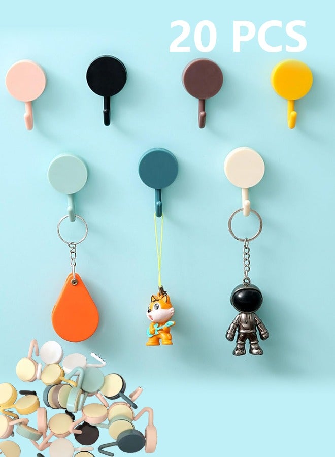 20 pcs Adhesive Hooks Cute Utility Hooks, Key Hooks for Wall Decorative, for Hanging Hat, Towel, Key, Towel Hook Wall Mount for Home, Kitchen, Bathroom, Office(Mixed colors ) - Image 1